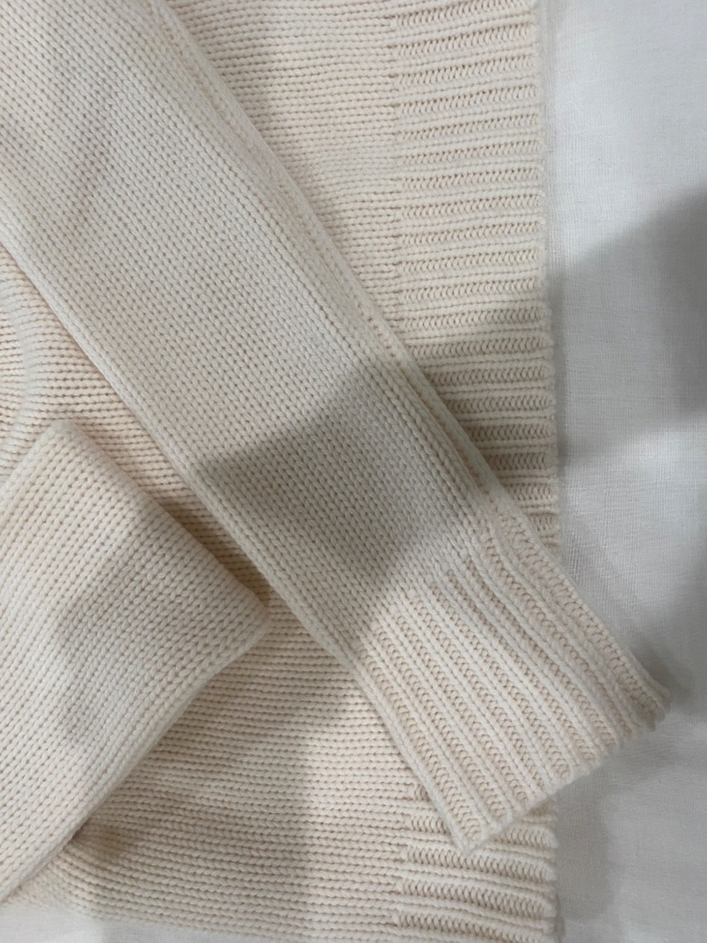 La Ligne Solid Mini Marin Cropped Knit Sweater-Cream XS - Picture 3 of 3